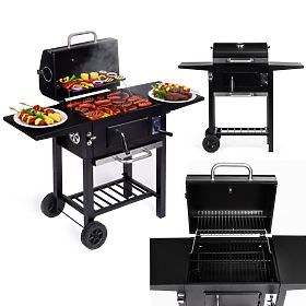 Kerti szén grill fedéllel, állítható rácsokkal, hőmérővel és hamutartóval MultiGarden, MultiGarden