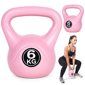 Kettlebell súlyzó 6 kg edzéshez súlyzó gömb súly fitnesz rózsaszín ModernHome