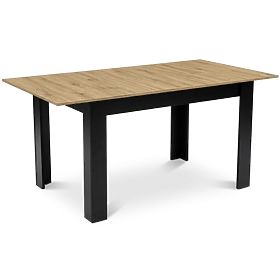 Kihúzható téglalap alakú asztal 120-160x80 cm konyhába, étkezőbe 4-6 személy részére, tölgy artisan, LEOBERT