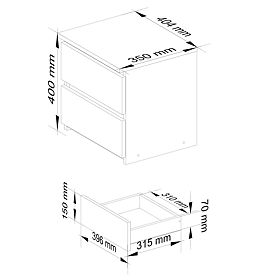 KOMÓD CL2 2SZ CLP PK GRAFIT SZÜRKE / FEHÉR