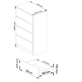 KOMÓD K 60 cm 4 FIÓK PK ÉGER