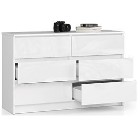 KOMÓD K120 6F CLP PK FEHÉR FÉNYES
