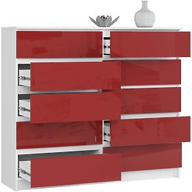 KOMÓD K140 10SZ CLP PK PIROS FÉNYES