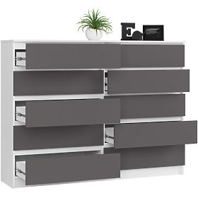 KOMÓD K160 10SZ CLP PK FEHÉR / SZÜRKE