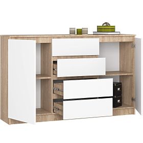 KOMÓD K160 2D 4SZ CLP PK SONOMA TÖLGY / FEHÉR