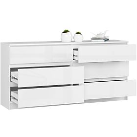 KOMÓD K160 6SZ CLP PK FEHÉR FÉNYES