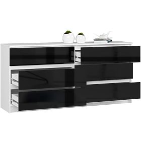 KOMÓD K160 6SZ CLP PK FEKETE FÉNYES