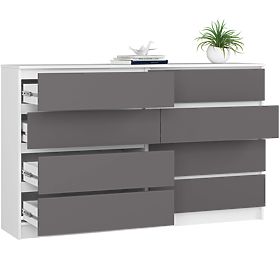 KOMÓD K160 8SZ CLP PK FEHÉR / SZÜRKE