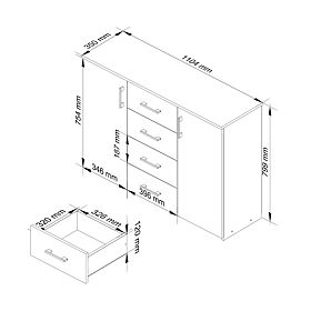 KOMÓD K45 PK FEHÉR / SONOMA TÖLGY