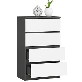 KOMÓD K60 4SZ CLP PK GRAFIT SZÜRKE / FEHÉR