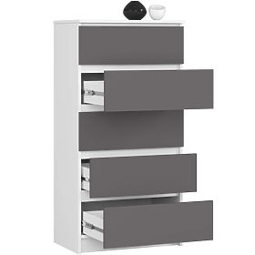 KOMÓD K60 5F CLP PK FEHÉR / SZÜRKE