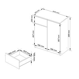 KOMÓD K80 2D 1SZ CLP PK CAPPUCCINO FÉNYES