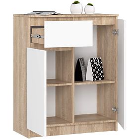 KOMÓD K80 2D 1SZ CLP PK SONOMA TÖLGY / FEHÉR