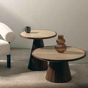 Kyoto dohányzóasztal 80 cm, kerek, travertin/dió, lectus