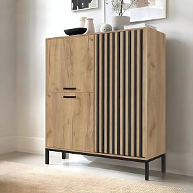 LAMINO KM-2 komód craft tölgy/fekete, lábak: fekete