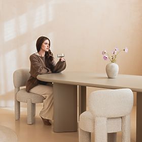 Lima étkezőasztal 220 cm, sötét bézs, ovális