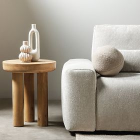 Limali oldalasztal 50 cm, kerek, mangófa, lekerekített formák, lectus