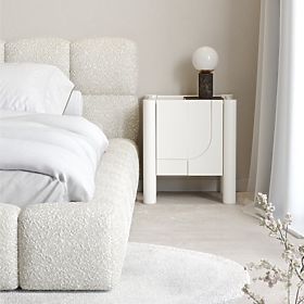 Lunaria éjjeliszekrény maratott előlappal, fehér, lectus