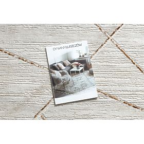 Modern szőnyeg DUKE 51557 krém/arany - Geometrikus, strukturált, nagyon finom, rojtokkal