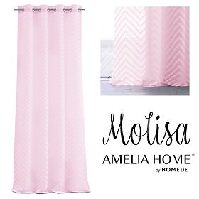 MOLISA rózsaszín függöny hímzett boho minta ezüst karikák voál 140x270 ameliahome