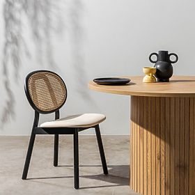 Monet fa szék bécsi fonottal, rattan, bársony, fekete/bézs