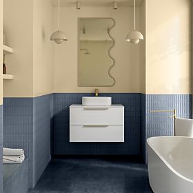 Mosdó alatti szekrény Tidea 80 cm, fehér, arany fogantyúk