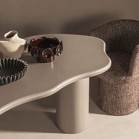 Muse étkezőasztal 160 cm, sötét bézs, lekerekített formák