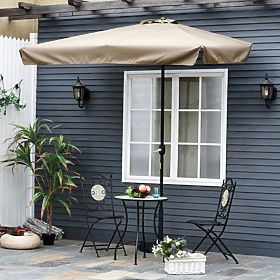 Nagy téglalap alakú kerti dönthető összecsukható napernyő tekerővel bézs 200 x 140 cm, MultiGarden