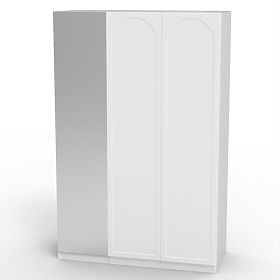 Neroli háromajtós szekrény, tükör/ív panel, fehér