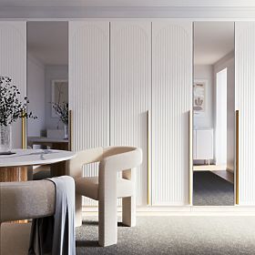 Neroli szekrényajtó, 45,6 cm, ívelt hornyok, fehér, jobb