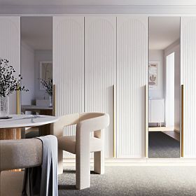 Neroli szekrényajtó, 45,6 cm, ívelt hornyok, fehér, jobb