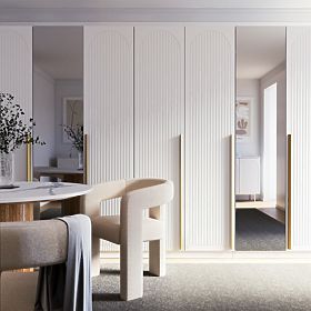 Neroli szekrényajtó, 45,6 cm, ívelt vájatok, fehér, bal, lectus