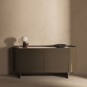 Ovális Nari komód, zöld/szürke, spiek, fényes