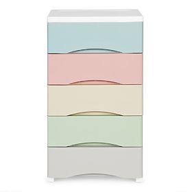 Polc 5 kihúzható fiókkal, kerekes lábakkal, színes fiókokkal ModernHome