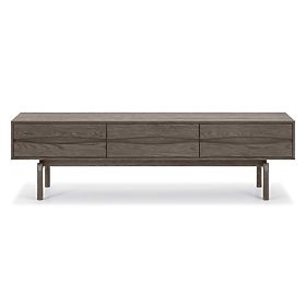 Quadri TV szekrény fiókokkal, tömör tölgyfa, furnér, eszpresszó barna, lectus