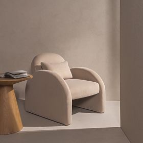 Rainbow világos bézs, bársonyos, lekerekített relaxációs fotel, lectus