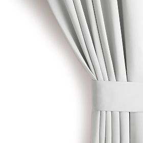 RESTILO BLACKOUT függöny fehér szín, rögzítő sáv, klasszikus stílus, ezüst karikák, anyag bl