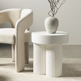 Salerno dohányzóasztal 45 cm, kerek, fehér, barázdált, lectus