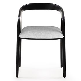 Sande lekerekített fa szék, fekete/világos bézs, tíkfa