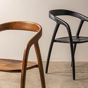 Sande lekerekített fa szék, természetes, teakfa