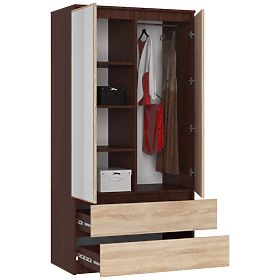 SZEKRÉNY S 90 cm 2 AJTÓ 2 FIÓK 2 TÜKÖR PK WENGE / SONOMA