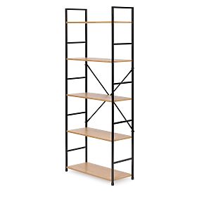 Széles, modern, 5 polcos fa LOFT polc