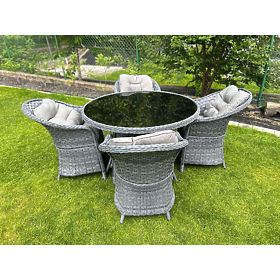 Technorattan étkészlet (kerek asztal + 4 szék) MODERNO szürke