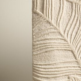 Téglalap alakú Mona tuftált szőnyeg, gyapjú, krémszínű, levelekkel