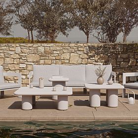 Vibonis kerti asztal 70 cm, négyzet alakú, cement, világos bézs